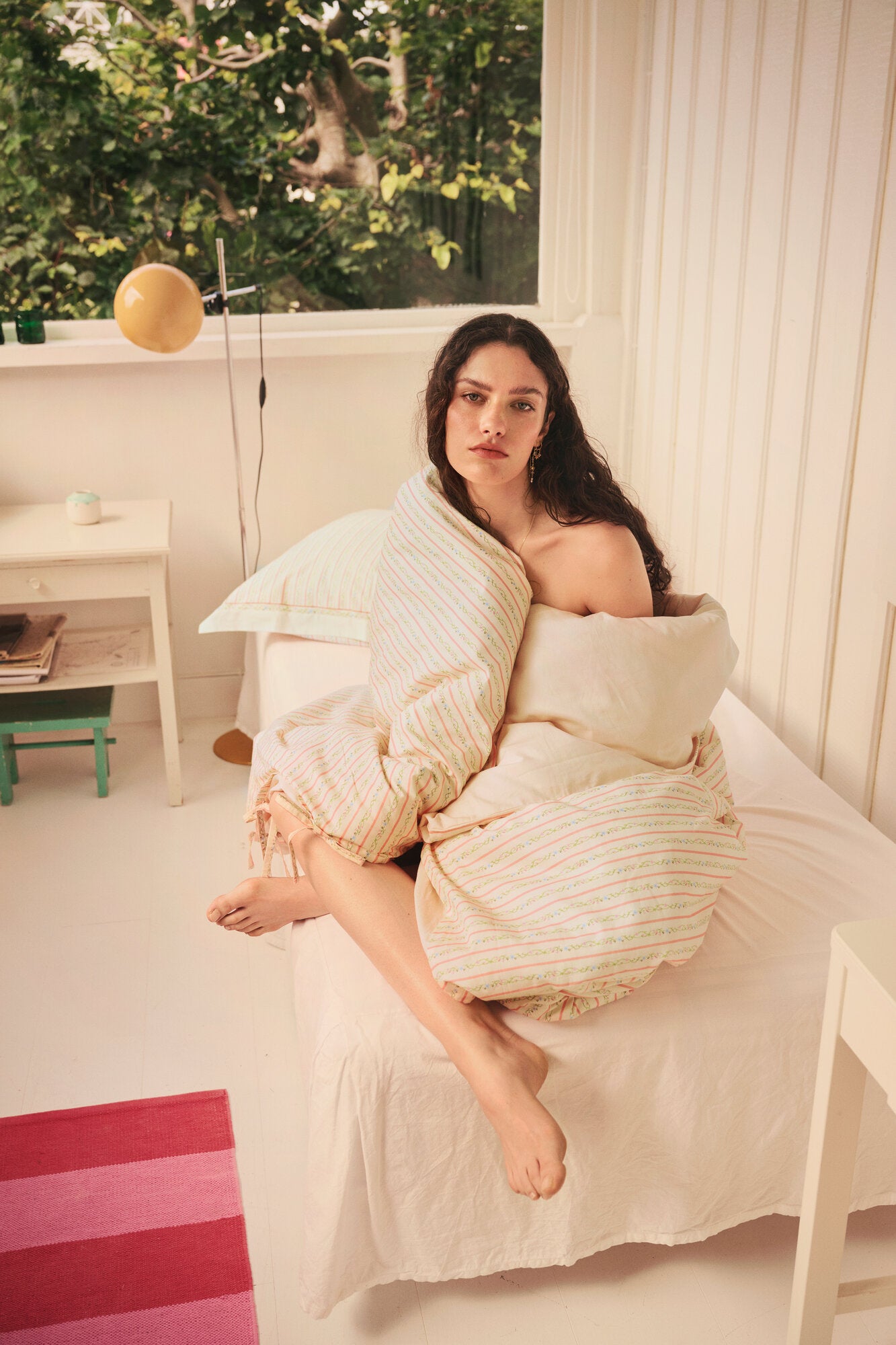 Sengesæt, 200x140 cm - Summer Stripe Peach